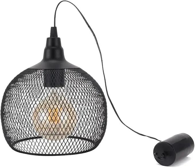 JHY DESIGN Hanging Lamp Black Battery Powered Decorative Pendant Lamp Metal Cage Battery Lamp with 6 Hours Timer for Bar Bedroom Garden Parties Patio Indoor Outdoor Living Room(Round) by GreenHaven Gardens