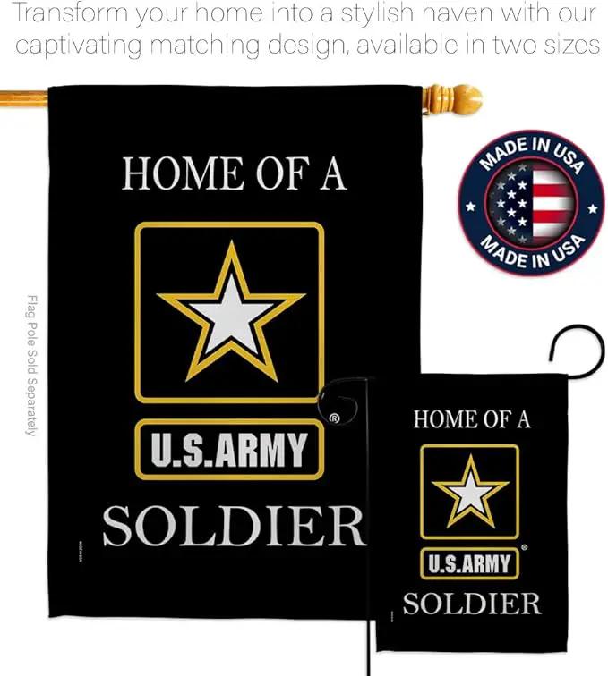 US Army Army Soldier Garden Flag Set Wall Holder Armed Forces Rangers United State American Military Veteran Retire Official House Decoration Banner Small Yard Lawn Proch, 13 x 18.5 inch, Made In USA by GreenHaven Gardens