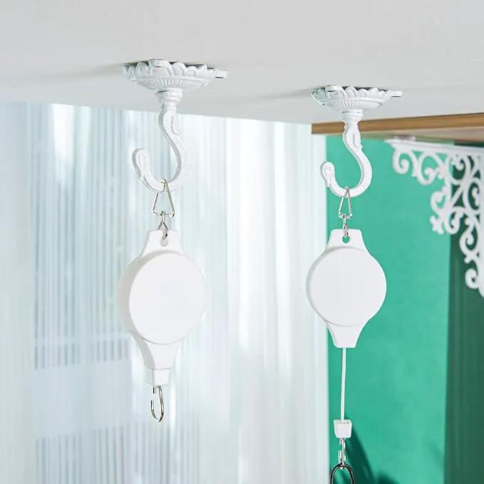Sungmor Heavy Duty Ceiling Hooks - 3PC White Cast Iron Antique Decorative Hooks for Hanging Plants, Planters, Wind Chimes, Lanterns by GreenHaven Gardens