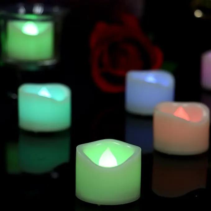 CANDLE CHOICE Color Changing Battery Operated Flameless Tea Lights Bright Flickering LED Tealight Votive Candles Wedding Party Table Centerpieces Halloween Christmas Decorations Batteries Incl 24 Pack by GreenHaven Gardens