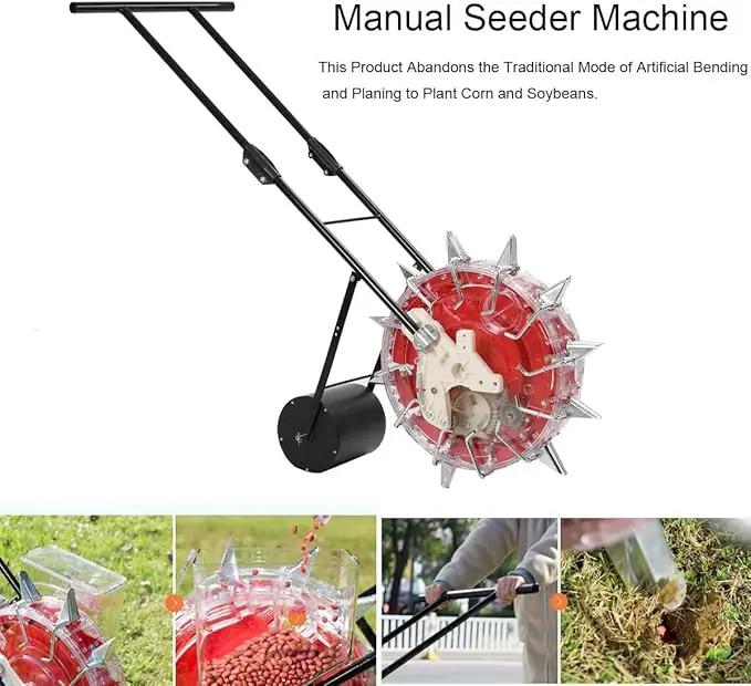 Garden Seeder, Manual Seeder Hand Seed Spreader Handheld Seeding Machine with 10 Seeding Nozzles, Hand-Push Roller Seed and Fertilizer Applicator for Planting Corn Soybean Peanut by GreenHaven Gardens