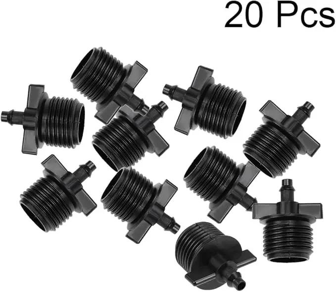 uxcell Barb Drip Pipe Connector 1/2 BSPF Male Thread 4/7mm Hose Fitting for Garden Agricultural Irrigation System, Plastic 20pcs by GreenHaven Gardens