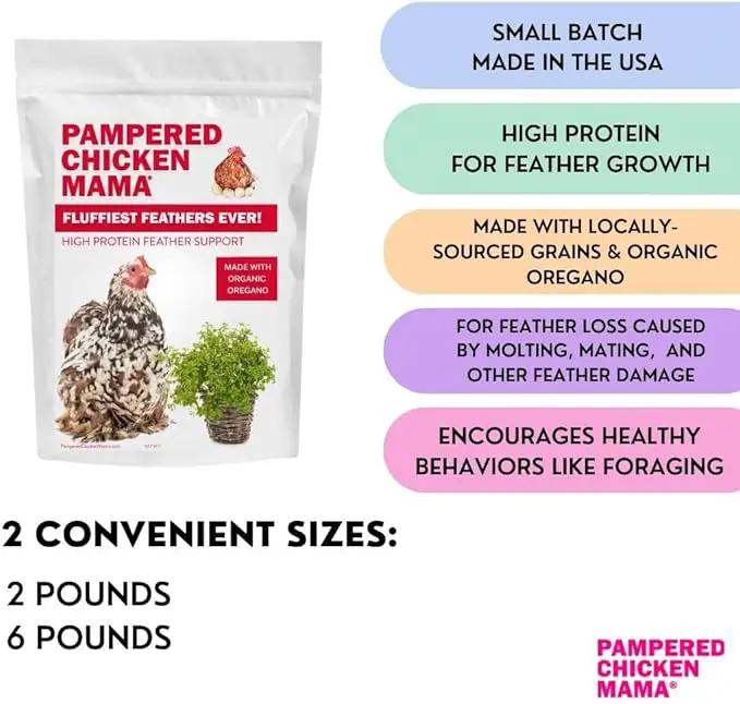 Pampered Chicken Mama Backyard Chicken Molting Supplement: Fluffiest Feathers Ever Backyard Chicken Feed and Supplies for Hens (6 Pound Economy Size) by GreenHaven Gardens