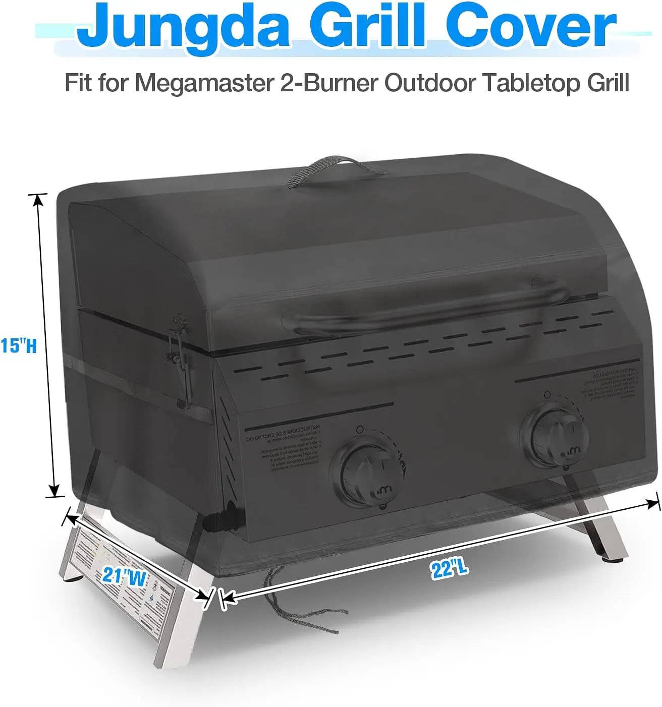 Portable Grill Cover for Megamaster 2-Burner Propane Outdoor Tabletop Grill,Waterproof Small Table Top BBQ Grill Cover,Heavy Duty 600D Outdoor Tabletop Grill Cover by GreenHaven Gardens