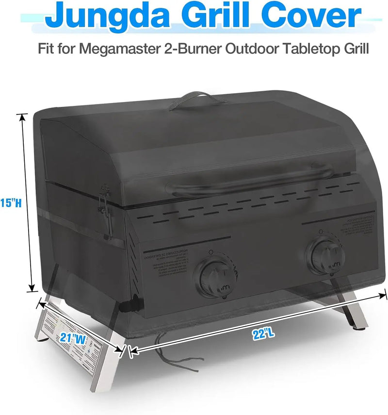 Portable Grill Cover for Megamaster 2-Burner Propane Outdoor Tabletop Grill,Waterproof Small Table Top BBQ Grill Cover,Heavy Duty 600D Outdoor Tabletop Grill Cover by GreenHaven Gardens