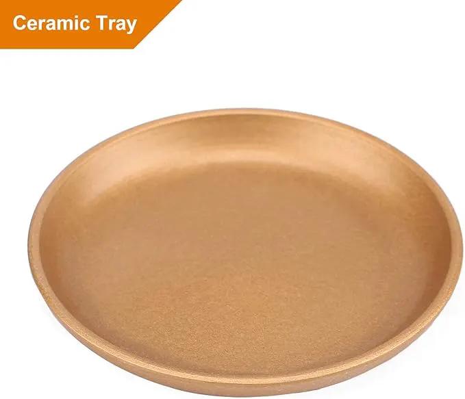 7 Inch Ceramic Plant pots (Set of 2), 7 Inch 5.5 Inch Modern Flower Planter, Gold Marble Gardening Pots with Drainage Hole and Saucer for Outdoor Indoor Yard Garden Home Office Decoration. by GreenHaven Gardens