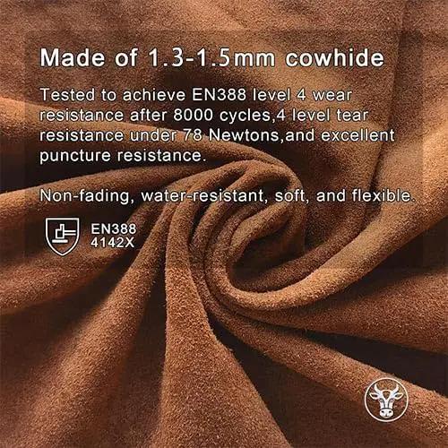 12 Pairs Bulk Leather Work Gloves for Men or Women for Gardening, Construction, Truck, Driving, Farm, Ranch, Woodworker, Soft, Cowhide Thickened, Water Resistant, Brown, Large by GreenHaven Gardens