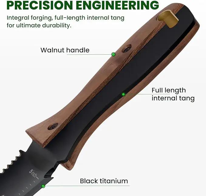 Hori Hori Garden Knife, Garden Tools with Sheath, 6" Stainless Steel Blade with Cutting Edge, Full-Tang Walnut Ergonomic Wood Handle with Hanging Hole, Weeding, Planting, Digging… by GreenHaven Gardens