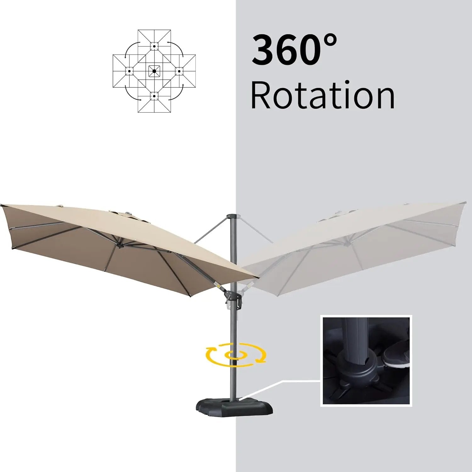 PURPLE LEAF 10 Feet Patio Umbrella Outdoor Cantilever Square Umbrella Aluminum Offset Umbrella with 360-degree Rotation for Garden Deck Pool Patio Taupe by GreenHaven Gardens