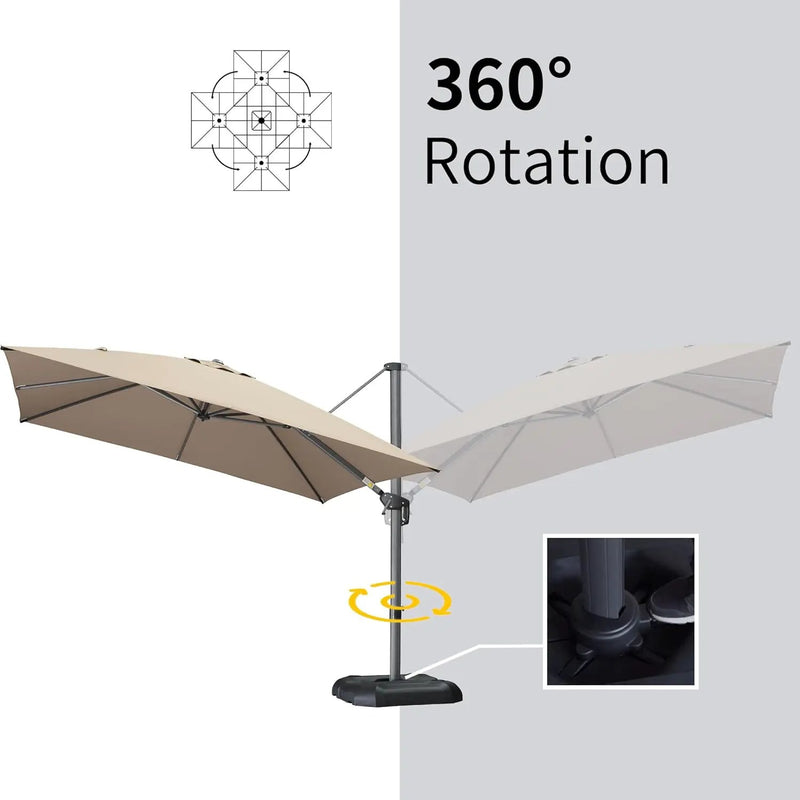 PURPLE LEAF 10 Feet Patio Umbrella Outdoor Cantilever Square Umbrella Aluminum Offset Umbrella with 360-degree Rotation for Garden Deck Pool Patio Taupe by GreenHaven Gardens