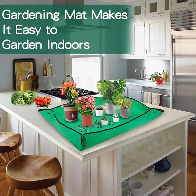Repotting Mat,Plant Accessories Indoor,Garden Tool Set,Gardening Supplies,Gardening Tools,Indoor Gardening System,Garden Supplies,Gardening Hand Tools,Gifts for Gardeners Woman(Green 39.37*39.37 in) by GreenHaven Gardens