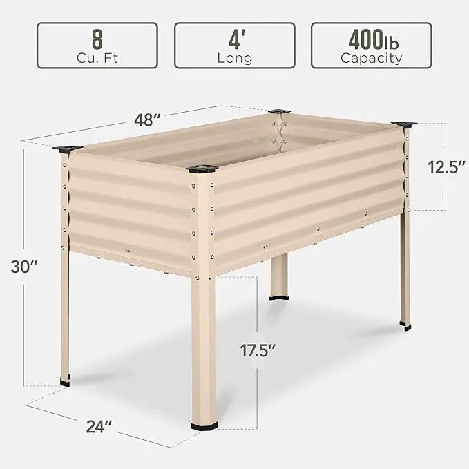 Best Choice Products 48x24x30in Galvanized Raised Garden Bed, Metal Elevated Planter Box, Vegetable Garden for Backyard, Patio, Balcony - Beige by GreenHaven Gardens