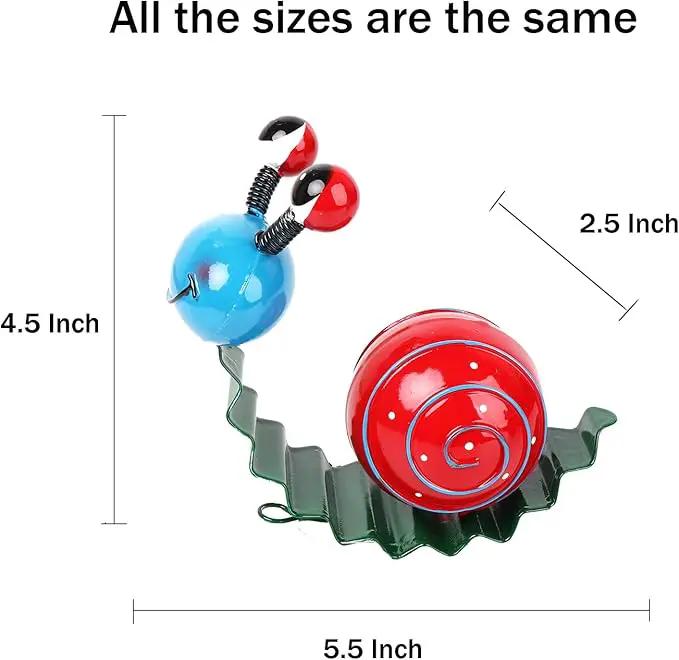 Metal Garden Decor Cute Snail Yard Art Outdoor Lawn Patio Ornament Fence Decorations for Outside - Set of 2(Red,Green) by GreenHaven Gardens