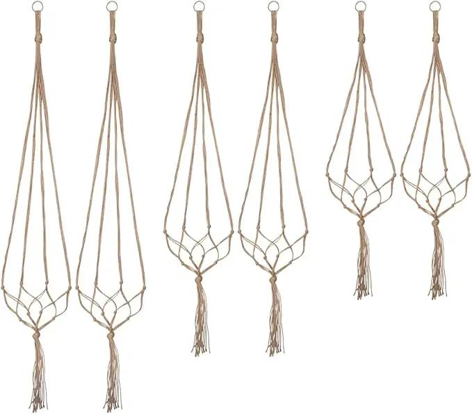 Plant Hangers Indoor Macrame Hanging Planter Holder 6 Pack, 3 Sizes by GreenHaven Gardens