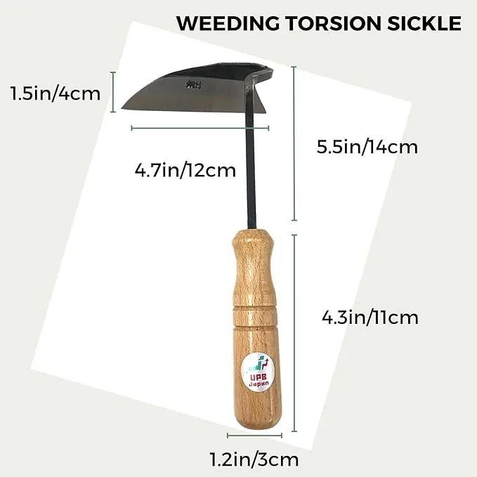 UPB Japan Japanese Hand Hoe Nejiri Gama Weeding Sickle for Weeding Gardening Planting 9.8in (25cm) by GreenHaven Gardens