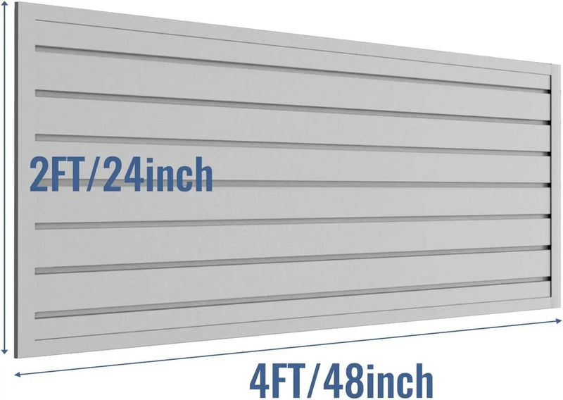 Slatwall Panel Garage Organizer PVC Slatwall Heavy Duty Wall Mounted Rack, Interlocking Slat Wall Panels for Tool Organization Peg Board(Grey 4 x 2 ft) by GreenHaven Gardens