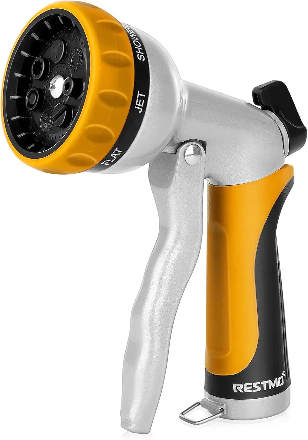 RESTMO Garden Hose Nozzle, Heavy Duty Metal Water Hose Nozzle with 7 Adjustable Spray Patterns, High Pressure Hand Sprayer with Flow Control, Best for Watering Plant & Lawn, Washing Car & Pet, Yellow by GreenHaven Gardens