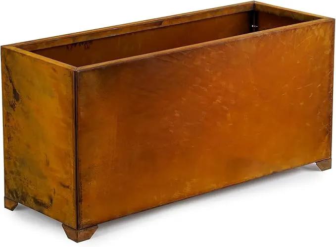 Stanbroil Corten Steel Planter Box for Outdoor Patio - 32 X10 X16 Inch Large Rectangular Metal Planter Box with Natural Rusty and Drainage Holes for Raising Flower, Plants by GreenHaven Gardens