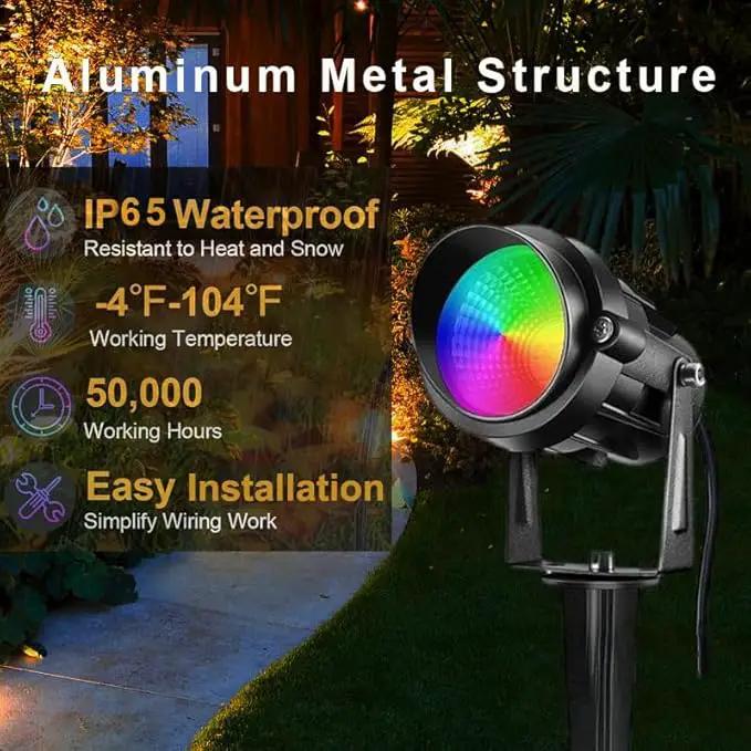 RGBW Spotlight Outdoor 12W LED Warm White Landscape Lights 120V Landscape Lighting with 3-Pin US Plug Waterproof Spot Lights Outdoor for Yard Garden Patio Lawn Decorative(2Pack) by GreenHaven Gardens