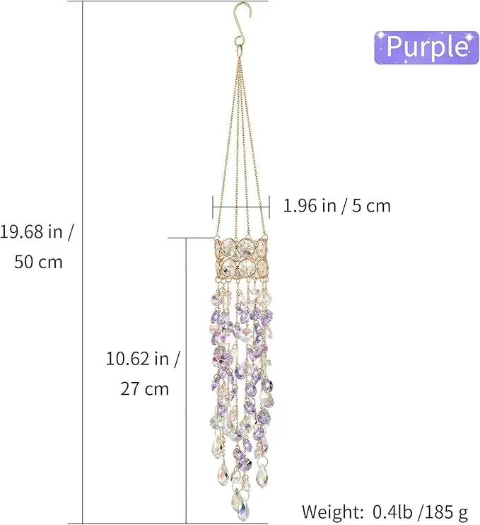Hanging Window Garden Crystal Sun Catcher, Gold-Plated Sun Catcher for Indoor and Outdoor Decoration, Light Catcher, Party Crystals (Purple) by GreenHaven Gardens