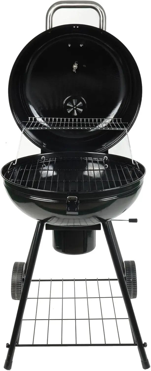 Grill Boss Charcoal Kettle Grill with Large 22-Inch Cooking Area - Includes Warming Rack, Bottom Storage Shelf, Ash Catcher & Wheels for Outdoor BBQ, Tailgating, Camping & Backyard Grilling by GreenHaven Gardens