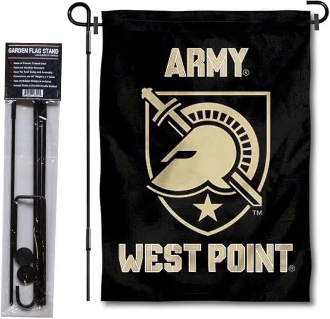 College Flags & Banners Co. Army Black Knights Athena Garden Flag with Stand Holder by GreenHaven Gardens