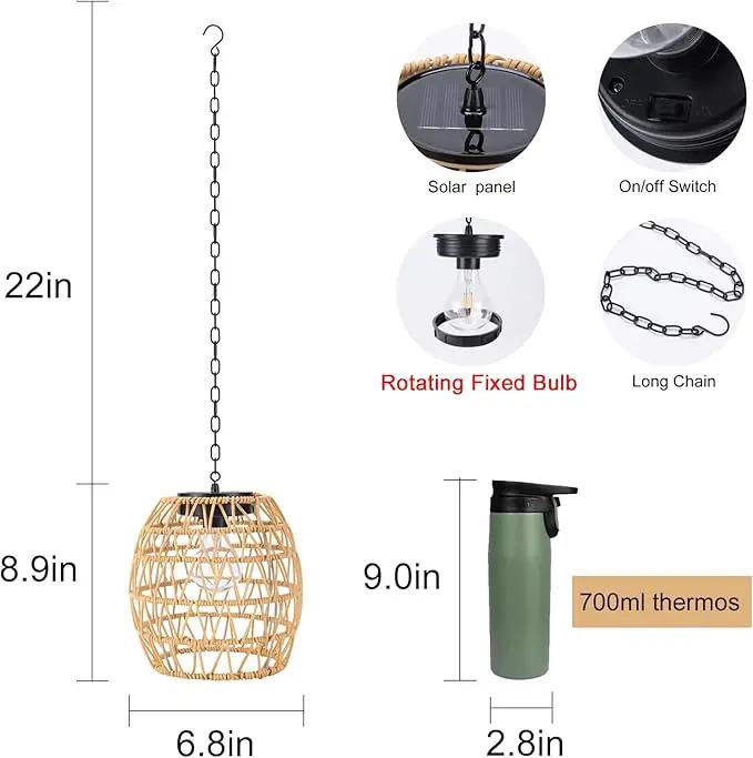 Solar Lanterns Outdoor Waterproof Light, Rattan Solar Powered Lantern for Hanging or Table Lamp Chandelier Light for Outside Patio Yard Garden Gazebo Porch Home Decorations by GreenHaven Gardens