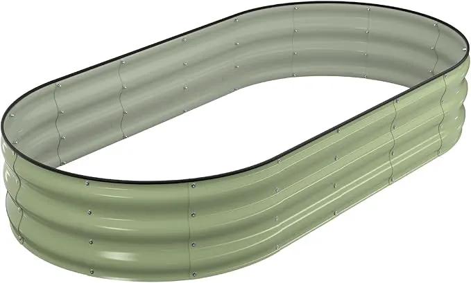 Raised Garden Bed Kit, 6x3x1 ft Galvanized Planter Box Outdoor with Safety Edging, Large Metal Raised Beds for Gardening Vegetables Flower Herb (Avocado Green) by GreenHaven Gardens
