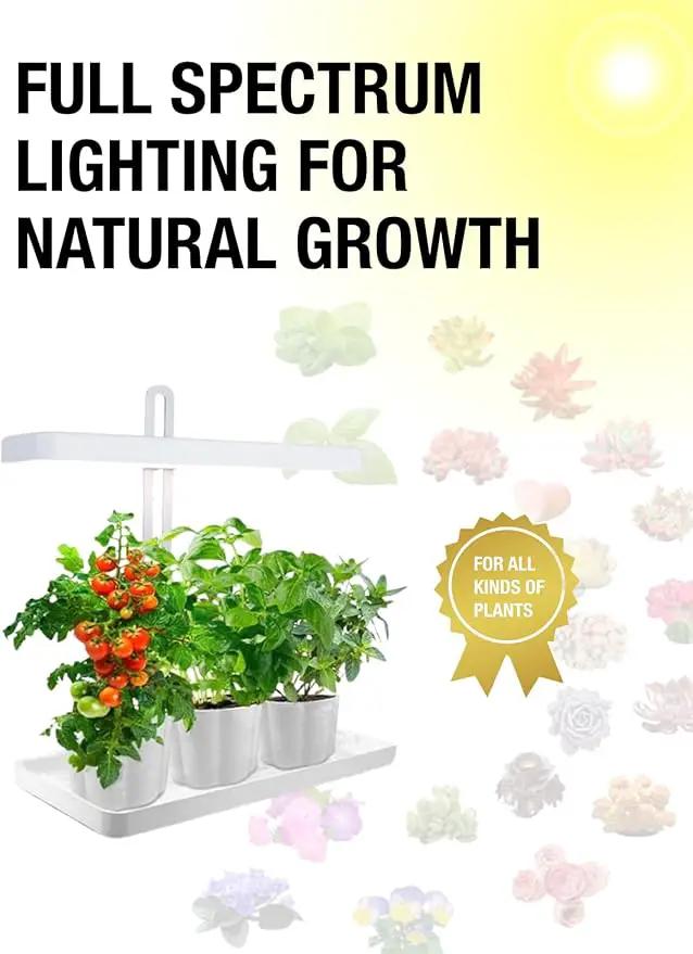 TORCHSTAR Indoor Herb Garden with LED Grow Light, Height Adjustable, 20W Growing System with Automatic Timer, CRI 95+, Full Spectrum Plant Light for Seeds, Vegetation, Home, White, No Pots or Plants by GreenHaven Gardens
