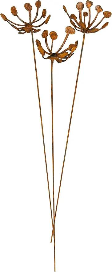 Metal Flower Arrangement 3 or 5-Piece Set, Rusty Finish, Made in USA (Set of 3) by GreenHaven Gardens