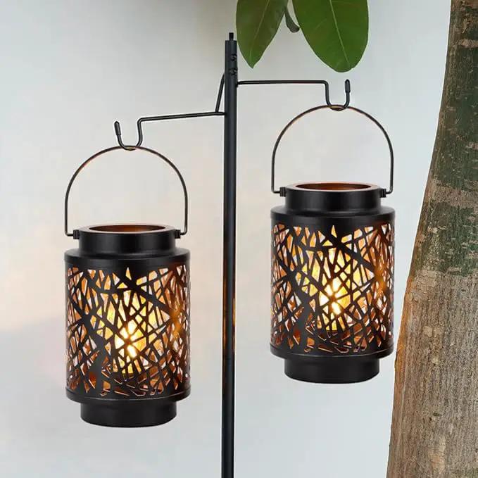 JHY DESIGN Set of 2 LED Battery Operated Table Lamp 8“H Cordless Lamp Light with 6-Hours Timer Metal Black Battery Lamp for Patio Garden Indoor Outdoor Party Events(Hollow Branch) by GreenHaven Gardens