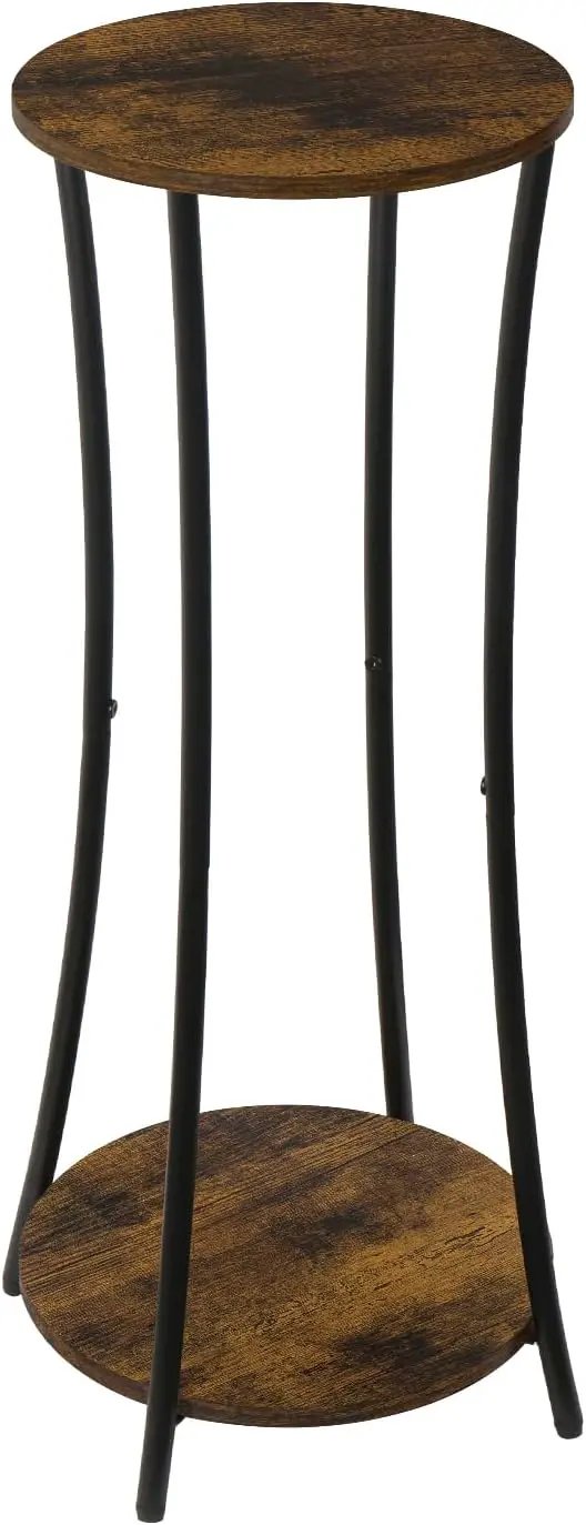 YINMIT Plant Stand Indoor,2 Tier Round Potted Holder Rack,Flower Pot Stand Shelf,Round Supports Rack,Corner Plant Shelf for Balcony Garden Patio Living Room,Brown by GreenHaven Gardens