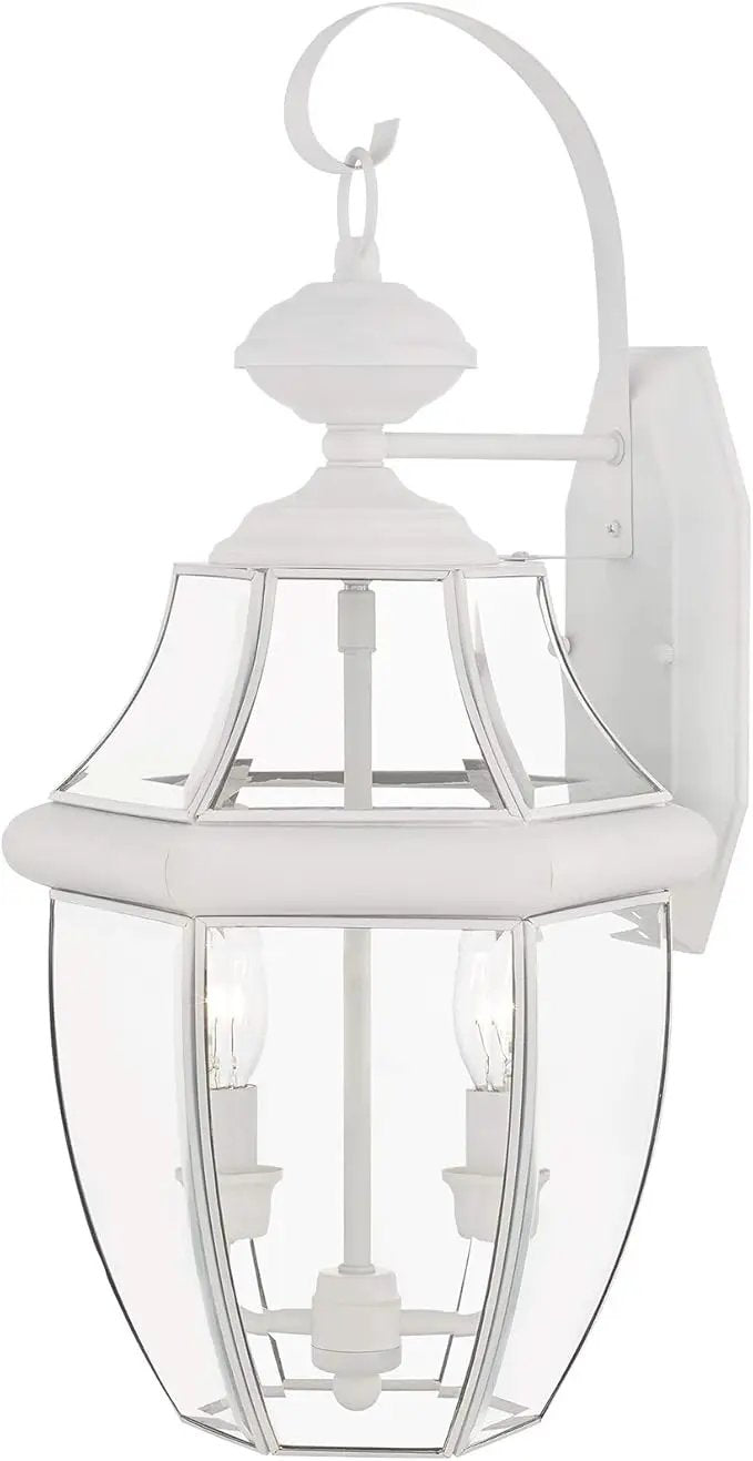 Livex Lighting 2251-03 Outdoor Wall Lantern with Clear Beveled Glass Shades, White by GreenHaven Gardens