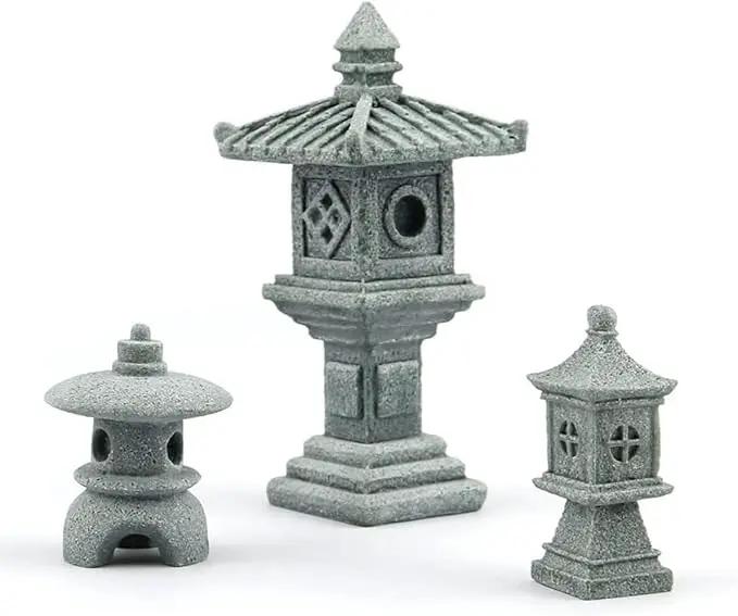 3 PCS Miniature Figurines Stone Pagoda Lantern Garden Statues Tiny Home Kit Meditation Accessories for Zen Garden Home Decor Yard Decorations Outdoor Statues Asian Garden Decor Japanese Gifts (2) by GreenHaven Gardens