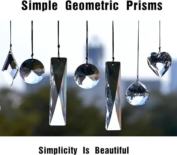 2PCS 5" Large Crystal Sun Catcher Prisms, STINO Hanging Suncatchers with Glass Prism, Rainbow Maker for Windows, Balcony, Kitchen, Garden Decoration (1, Net Rectangle Clear 2Pcs) by GreenHaven Gardens