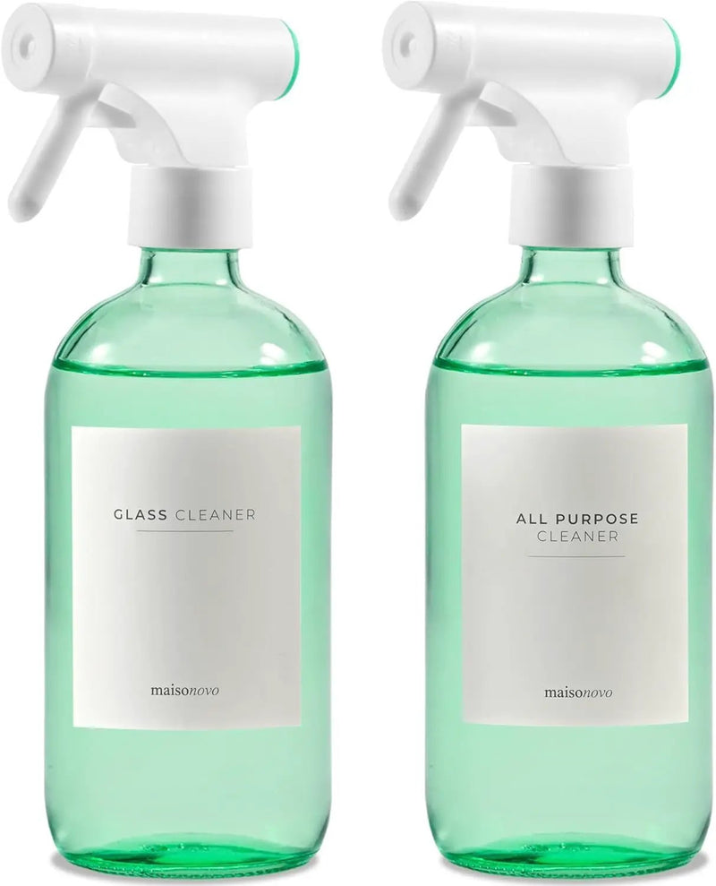 MaisoNovo Spray Bottle for Plants - 16.9 fl oz Green x 2 with 16 Labels by GreenHaven Gardens