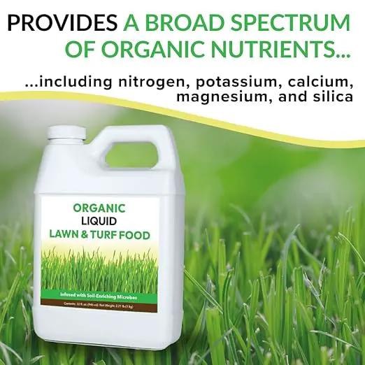Organic Liquid Lawn & Turf Food - Quickly Rejuvenates Lawn Health and Restores Rich Green Colors to Depleted Grass | Infused with Soil Enriching Microbes (32oz - 2 Pack, Treats Up to 10,000 Sq. Feet) by GreenHaven Gardens