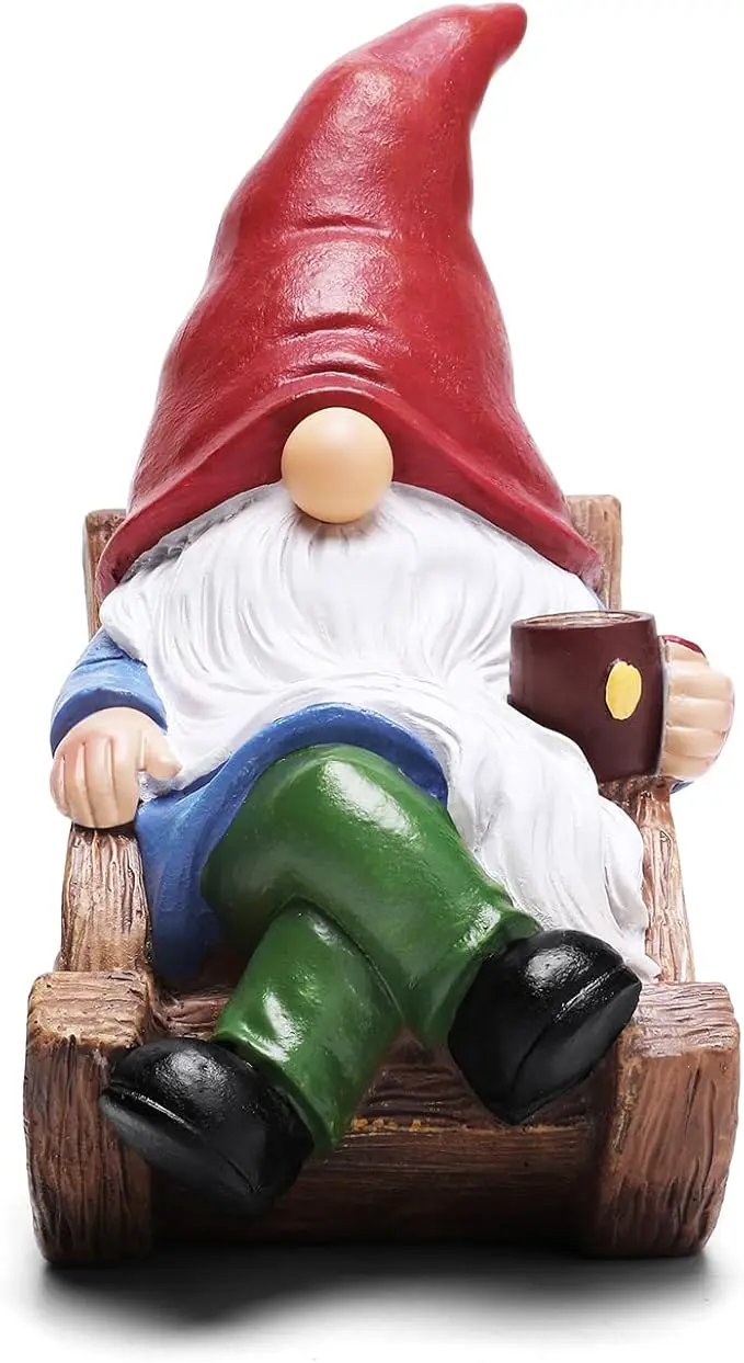 Solar Garden Gnomes Outdoor Statue with Solar Lights,7.1“ Figurine Lights Solar Garden Yard Decorations Outdoor Decorations for Patio,Yard,Lawn Ornament，Mom Gift Unique Housewarming Gifts by GreenHaven Gardens