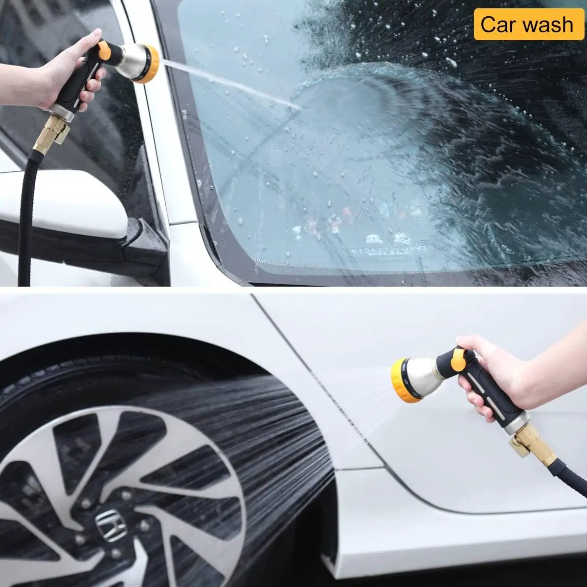 FANHAO Garden Hose Nozzle, 100% Heavy Duty Metal Spray Nozzle with Thumb Control, High Pressure Water Nozzle with 8 Adjustable Spray Patterns for Watering Plants, Washing Cars and Showering Pets by GreenHaven Gardens