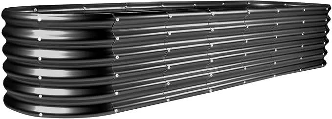 Land Guard 8×2×1.5ft Galvanized Raised Garden Bed Kit, Raised Garden Boxes Outdoor, Oval Metal Raised Garden Beds for Vegetables, Gray by GreenHaven Gardens