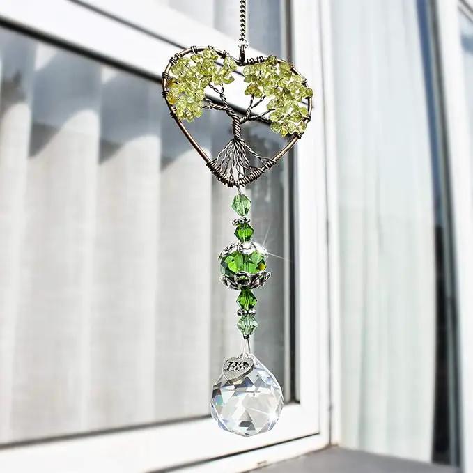 H&D HYALINE & DORA Tree of Life Car Rearview Mirror Hanging Ornament Pendant Accessories Fengshui Suncatcher (Green) by GreenHaven Gardens