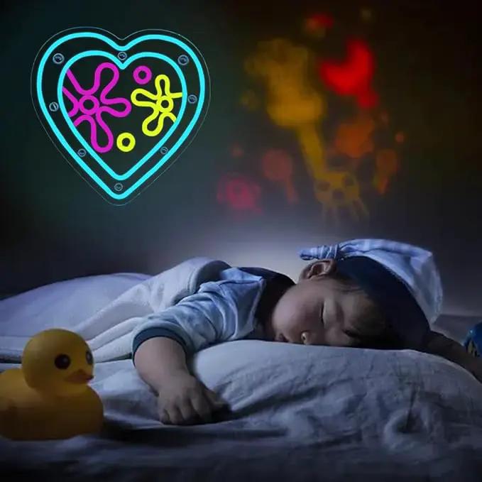 Cartoon Sea Wolrd Neon Lights Ocean World Porthole Neon Signs Heart Shaped Porthole Neon Light Up Sign Led Ocean Neon Sign for Bedroom Birthday Gifts for Kids USB Powered,Size13.5 * 12.5inch(JWD026) by GreenHaven Gardens