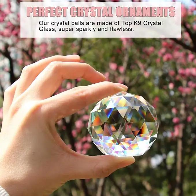 2 Pack Clear Glass Crystal Ball Prisms Window Rainbow Maker Sphere Faceted Gazing Ball Prism Prism Suncatcher for Home Décor, Feng Shui, (60mm /2.36inch, 2 pcs) by GreenHaven Gardens