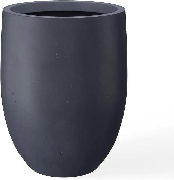 Kante 21.7" H Dark Gray Concrete Tall Planter, Large Outdoor Indoor Decorative Pot with Drainage Hole and Rubber Plug, Modern Round Style for Home and Garden by GreenHaven Gardens