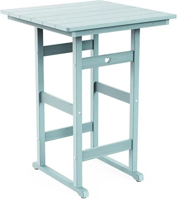 Adirondack Outdoor Bar Table, Durable HDPE Composite, Weather Resistant, Easy to Clean, Perfect for Backyard and Poolside Use, Light Blue by GreenHaven Gardens
