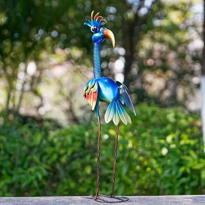 DREAMSOUL 30" Tall Bird Garden Statues Metal Standing Bird Outdoor Statues, 3D Funny Statue for Garden Patio Lawn by GreenHaven Gardens