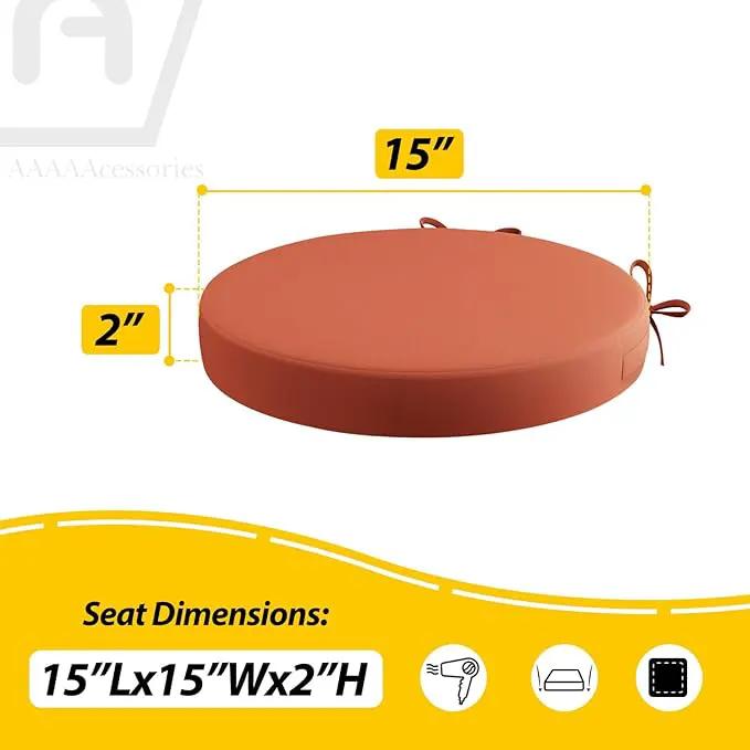 AAAAAcessories Outdoor Seat Cushions for Chairs, Waterproof, Fade-Resistant Patio Furniture Replacement Cushions, 15" x 15" x 2", Set of 2, Rust by GreenHaven Gardens