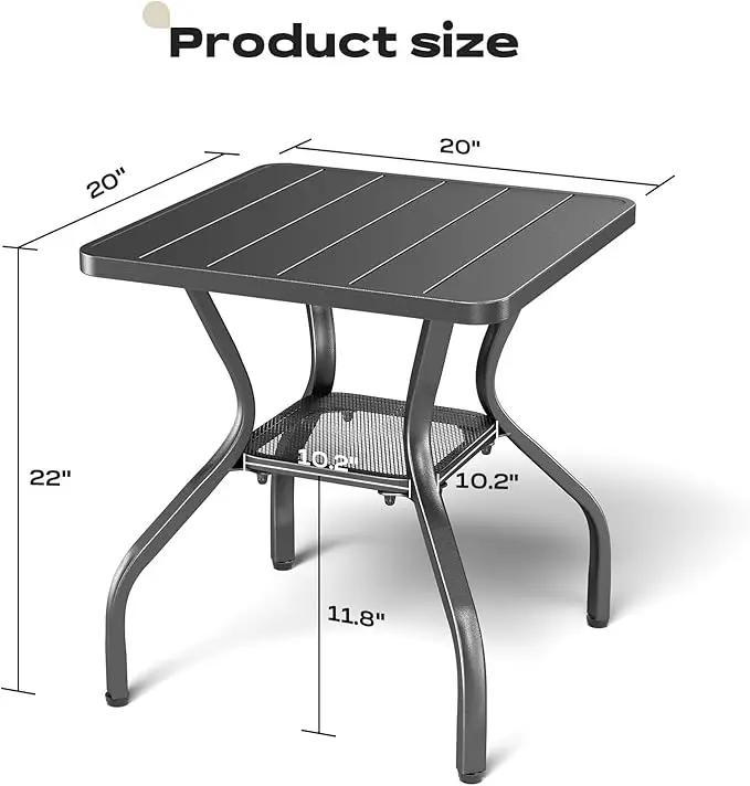 Patio Tables Outdoor Coffee Table - Metal Side Tables End Table for Patio Proch Deck Balcony Garden Squre by GreenHaven Gardens