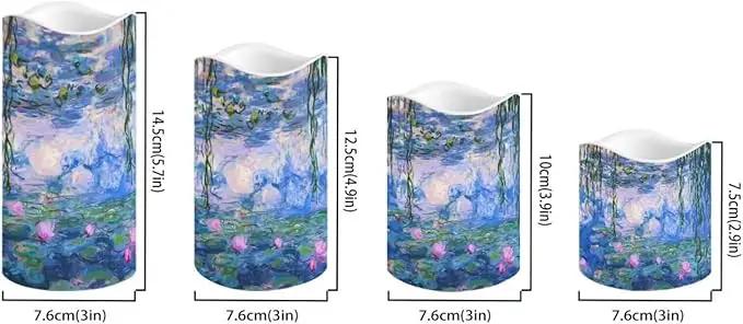 Ystardream Monet's Water Lily Flameless Candles with Timer Led Candles Flickering 4 Candle Sets for Home Decor,18 Key Remote Control，Dancing Flame, True Wax, Battery Powered. by GreenHaven Gardens