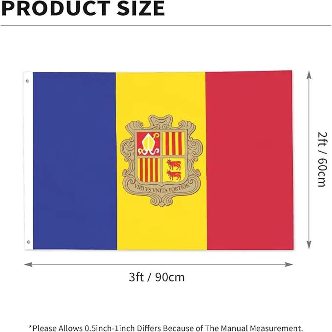 Andorran Flag Garden Yard House 2x3 ft Flags Double Sided Print Banner Indoor Outdoor Party Home Decorations for Boat Dorm House Balcony by GreenHaven Gardens